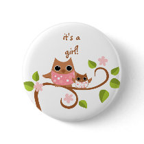 Mama and Baby Owls Pinback Buttons