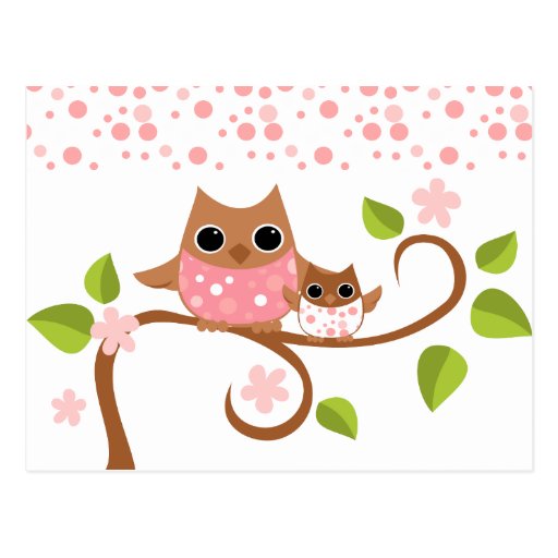 Mama and Baby Owls Postcard