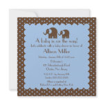 Mama & Baby Elephant Boy Baby Shower Custom Announcements