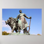Man and lion statues posters
