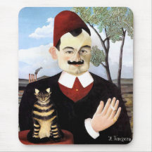 Man & Cat by Henri Rousseau Mouse Mats