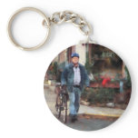 Man Crossing Street With Bicycle Key Chains