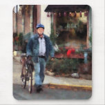 Man Crossing Street With Bicycle Mousepad