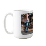 Man Crossing Street With Bicycle Mugs