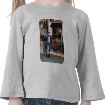 Man Crossing Street With Bicycle T Shirt