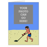 Man Metal Detecting Beach Cards