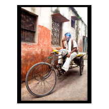 Man on Cargo Bicycle Postcards