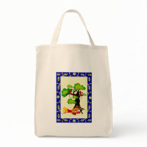 Man sleeping under monkey tree tote bag