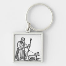 Man Walking his Dog Key Chains