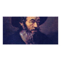 Man With A Beard. By Follower Of Rembrandt Custom Photo Card