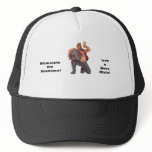 man with beer keg hats