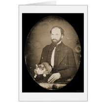 Man with Cat Daguerreotype 1854 Greeting Cards