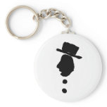 man with hat silouette black and white keychains