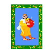 Man with pot of food