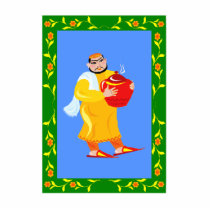 Man with pot of food