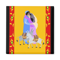 Man & Woman hugging with Donkeys