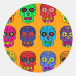 Man & Woman Sugar Skulls Round Stickers