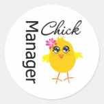 Manager Chick Round Sticker