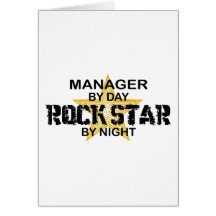 Manager Rock Star by Night Greeting Cards