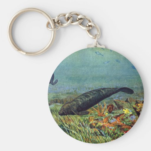 Manatees and Colourful Fish Keychain