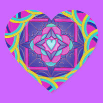 Mandala heart stickers