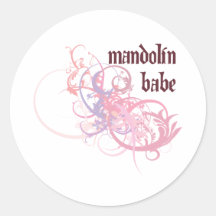 Mandolin Babe Round Stickers