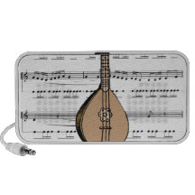 mandolin lute and sheet music portable speakers