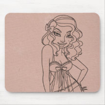 Mandy Marie - Pin up in Babydoll Dress Lineart Mousepad