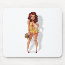 Mandy Marie - Pinup Model in Babydoll Night Dress Mousepads