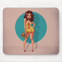 Mandy Marie - Pinup Model in Babydoll Night Dress Mouse Pad