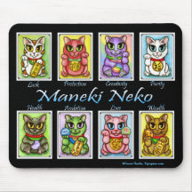 Maneki Neko Good Luck Cats Fantasy Cat Mousepad
