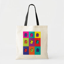 maneki neko kitty rainbow tote bag