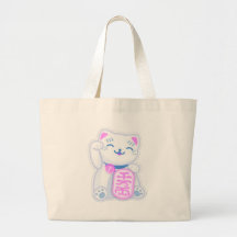 maneki neko pastel tote bags