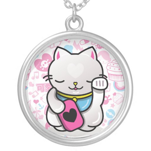 maneki neko personalized necklace