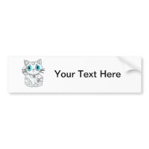 Maneki Neko White Lucky Beckoning Cat Bumper Stickers