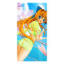 Manga Anime Cute Girl in See Through Green Skirt Photo Card Template
