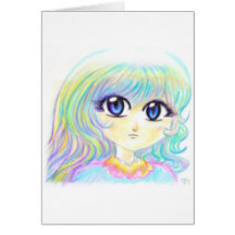 Manga Fairy Girl Anime Colourful Rainbow Magic Eye Greeting Cards