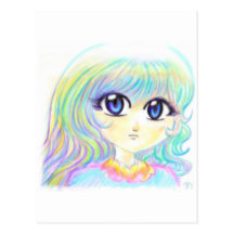 Manga Fairy Girl Anime Colourful Rainbow Magic Eye Postcard