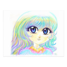 Manga Fairy Girl Anime Colourful Rainbow Magic Eye Postcards