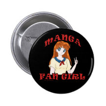 Manga Fan Girl Pins & Buttons