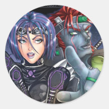 Manga Warriors Round Stickers