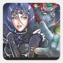 Manga Warriors Square Stickers