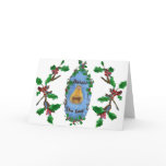 Manger Holly Baby Jesus Christmas Design Greeting Cards