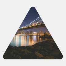 Manhattan Bridge at Night Triangle Sticker