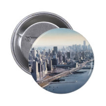 "Manhattan Memories" New York Watercolor Art Pinback Button
