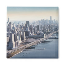 "Manhattan Memories" New York Watercolor Art Refrigerator Magnets