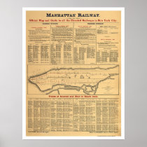 Manhattan Railway Railroad Map 1881 Print