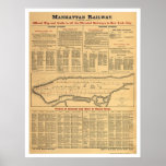 Manhattan Railway Railroad Map 1881 Print