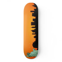 Manhattan Skyline and The Statue of Liberty Custom Skateboard