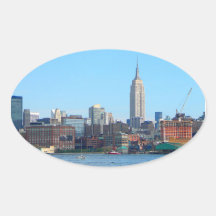 Manhattan Skyline as Seen From Hoboken, NJ Oval Sticker